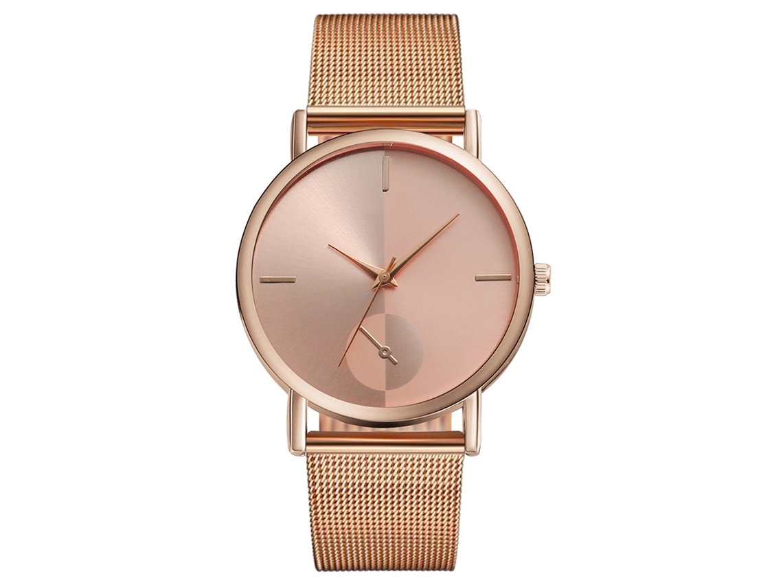 Reloj De Pulsera Unisex De Cuarzo Vansvar, Esfera Redonda, Oro Rosa, Moda