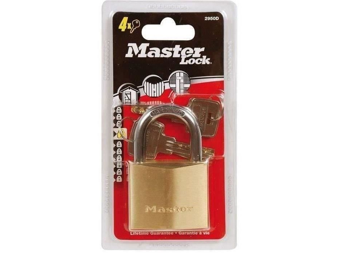 Candado De Latón Macizo 50 Mm Master Lock 2950eurd Argolla De Acero 30 Mm Alta Seguridad