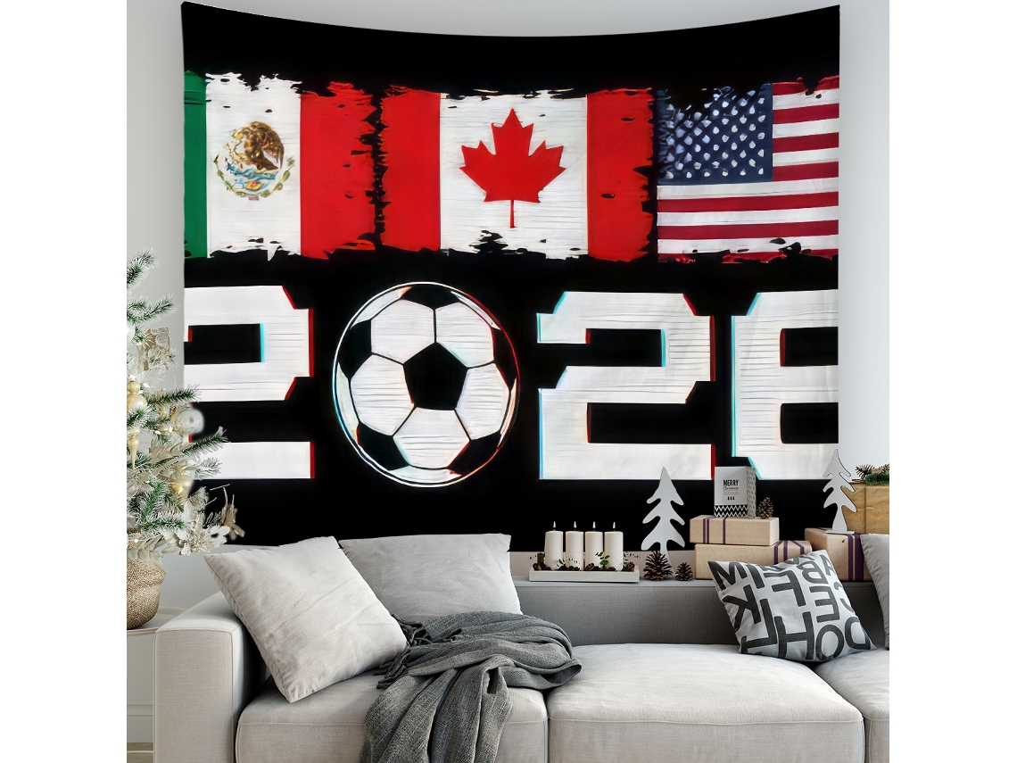 Tapiz de pared con las banderas del Mundial 2026 (México, EE. UU., Canadá), decorativo, 180x230cm, STELASPLEN