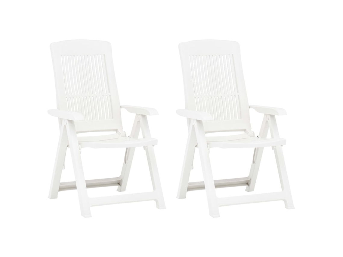 Sillas de jardín reclinables (2 unidades), plástico blanco, DKD HOME DECOR