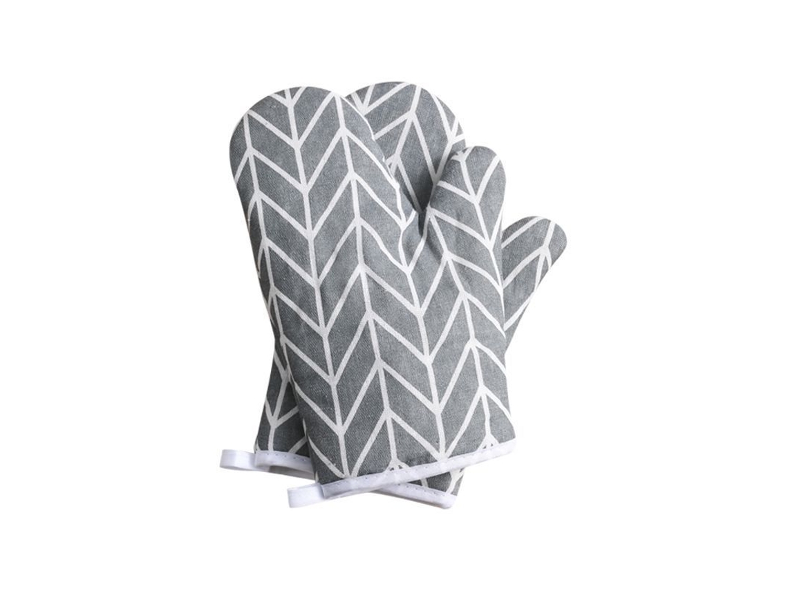 Guantes de cocina Linjou, 2 unidades, resistentes al calor hasta 180 °C, de algodón, antideslizantes, grises, sin marca.
