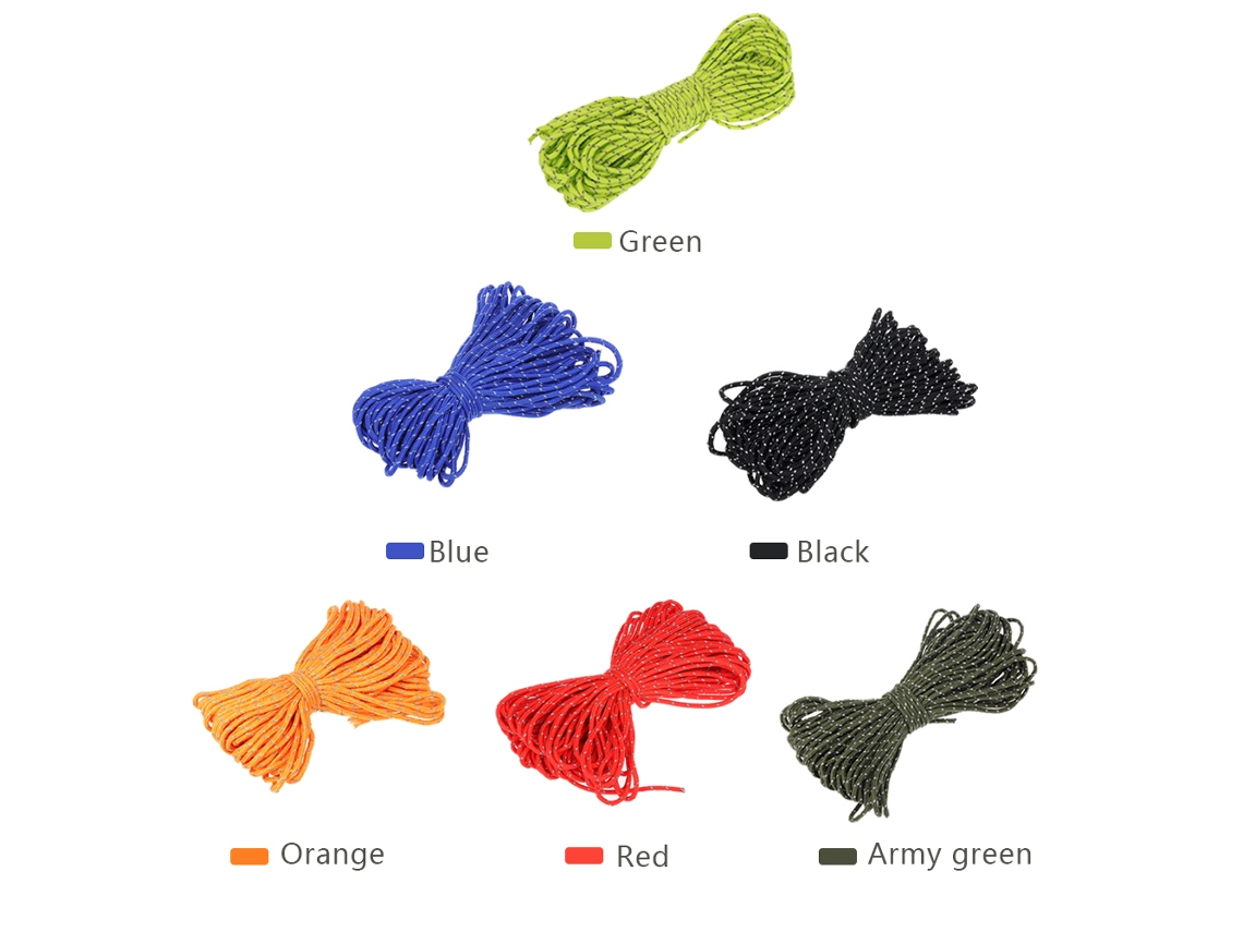 Cuerda Reflectante Lijada De 20 M, Paracord De 2 Mm Para Camping, Toldos, Superposiciones, Repuestos, Herramientas Para Exteriores