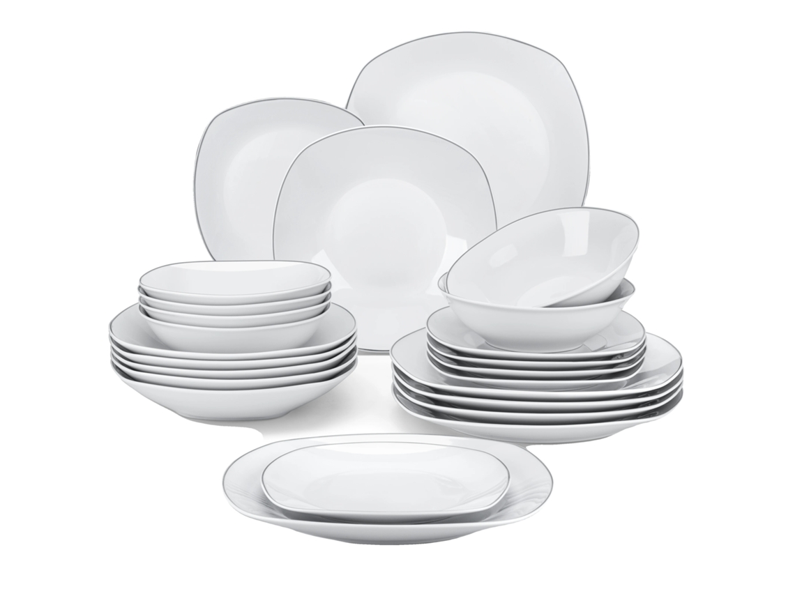 Juego de vajilla Malacasa Elisa, forma cuadrada clásica, porcelana certificada por la FDA, 24 piezas OEM
