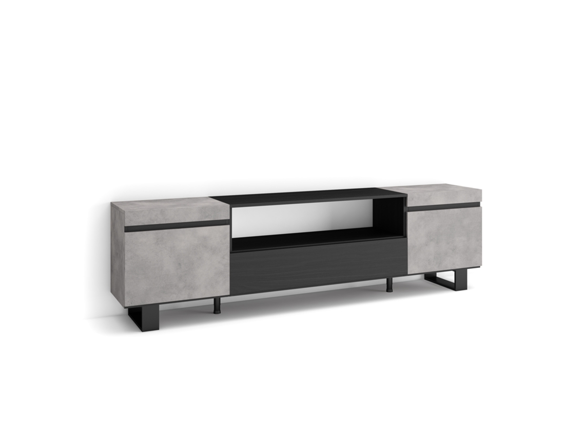 Mueble de TV SKRAUT HOME para TVs hasta 80'' (Gris - Melamina - 200x35x57 cm)