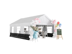 Carpa Para Eventos De 4x6 M Con Paredes, Puertas Y Ventanas Desmontables, Protección Upf30, Color Gris Y Blanco.