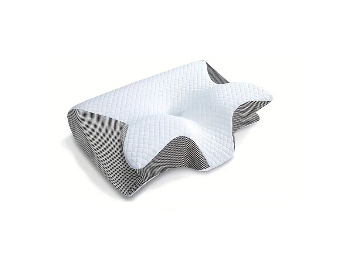 Almohada Cervical Ergonómica, Almohada Cervical Ortopédica 2 En 1 De Espuma Viscoelástica, Para Dormir De Lado Y Boca Arriba, 60 X 40 X 12 Cm