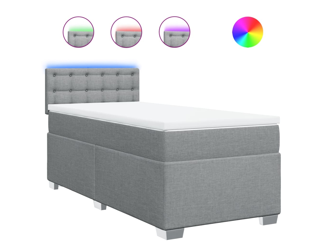 Maison Exclusive - Cama Box Spring Con Colchón Tela Gris Claro 90x190 Cm