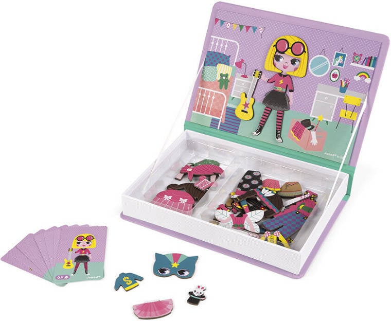 Janod Magnetibook Disfraces juguete educativo niñas j02718 colormodelo surtido juego disfraz edad 3