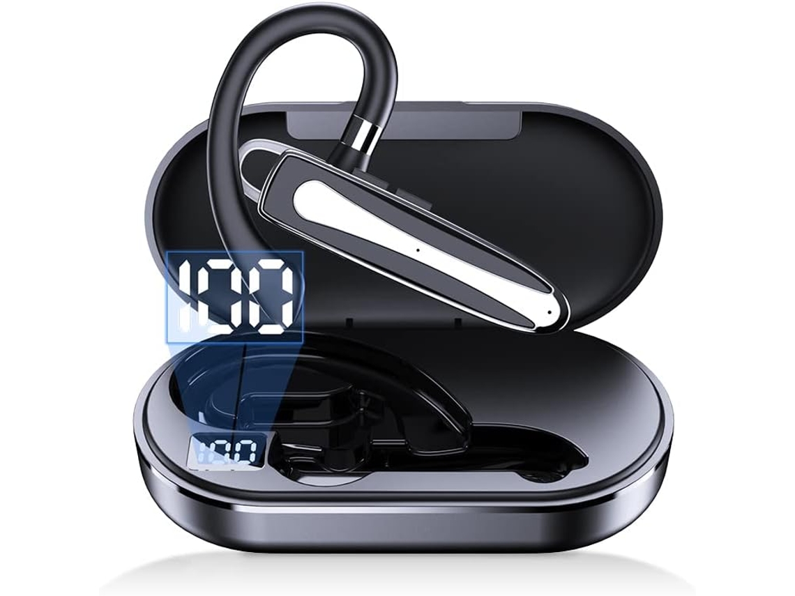 Auriculares Bluetooth V5.3 con micrófono, carga USB-C, resistentes al agua, ideales para camioneros, color negro Bisbisous (negro)
