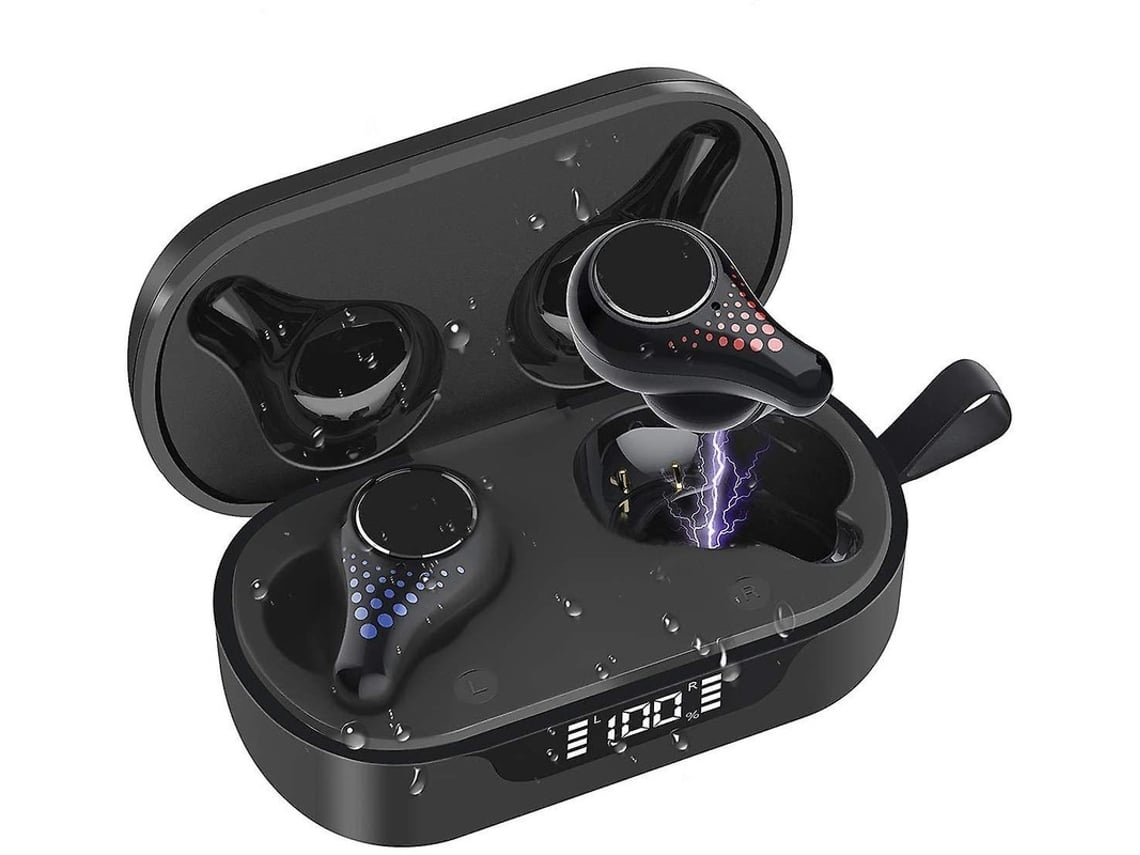 Auriculares Estéreo Sin Micrófonos Incorporados Control Táctil Horas YEMAESRE Bluetooth Impermeables Negro