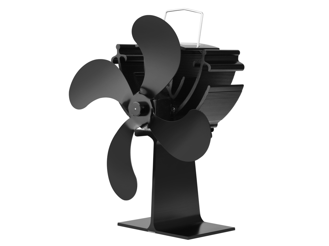 Ventilador de sobremesa con 4 aspas, silencioso, para estufas de gas, pellets o leña.