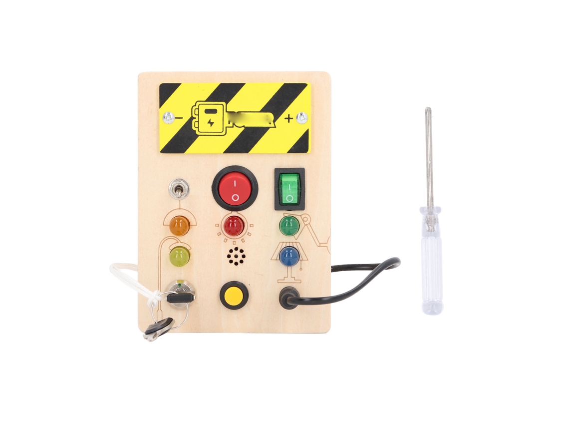 Dan26-juguete De Madera Led Para Niños Tablero De Actividades Educativo Con Llave Y Candado Para Motricidad 36+ Meses Rectangular Corto