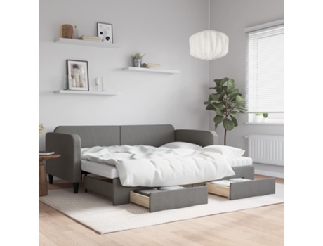 VIDAXL Sofá cama nido con cajones tela gris oscuro 90x200 cm