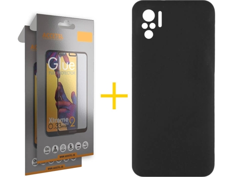Kit Funda + 2 Protectores de Pantalla Xiaomi Redmi Note 10 4G / 10S ACCETEL Liso Negro