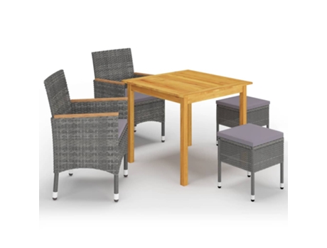 Conjunto 5 de comedor de jardín de VIDAXL gris