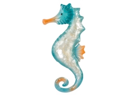 ORIGEN Home Decor Caballito De Mar Apliques Metal Azul 40x19x2cm Decoración Pared BY SIGRIS