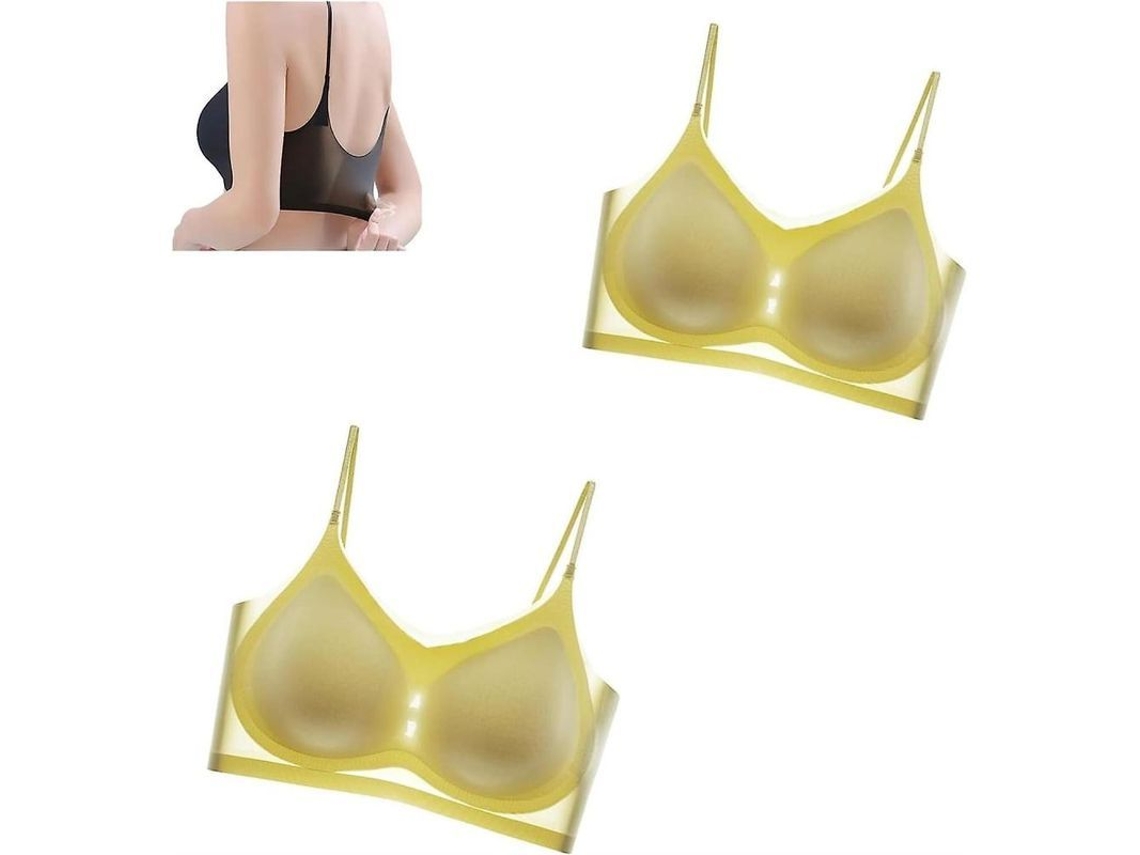 Sutién De Seda Fría Ultra Delgado Sin Costuras Para Mujer Plus Size Transpirable Y Cómodo Verano Xxl Amarillo