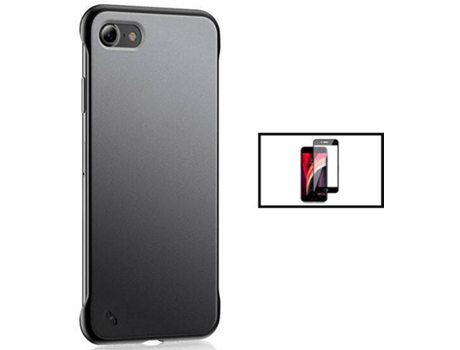 Kit Carcasa Bumper + Protector de Pantalla iPhone SE 2022 PHONECARE Transparente y Negro