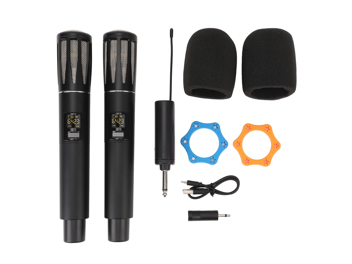 Micrófono inalámbrico profesional UHF dual, micrófono dinámico de mano, sistema de micrófono inalámbrico dinámico