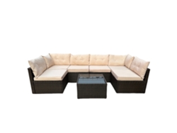 Nacula Conjunto De Móveis De Jardim Modular De 6 Lugares Em Resina Tecida Marrom Conceito U