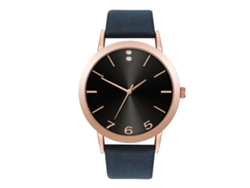 Reloj Analógico De Cuarzo Unisex Informal Con Esfera Redonda Y Decoración Encantadora (negro + Azul)