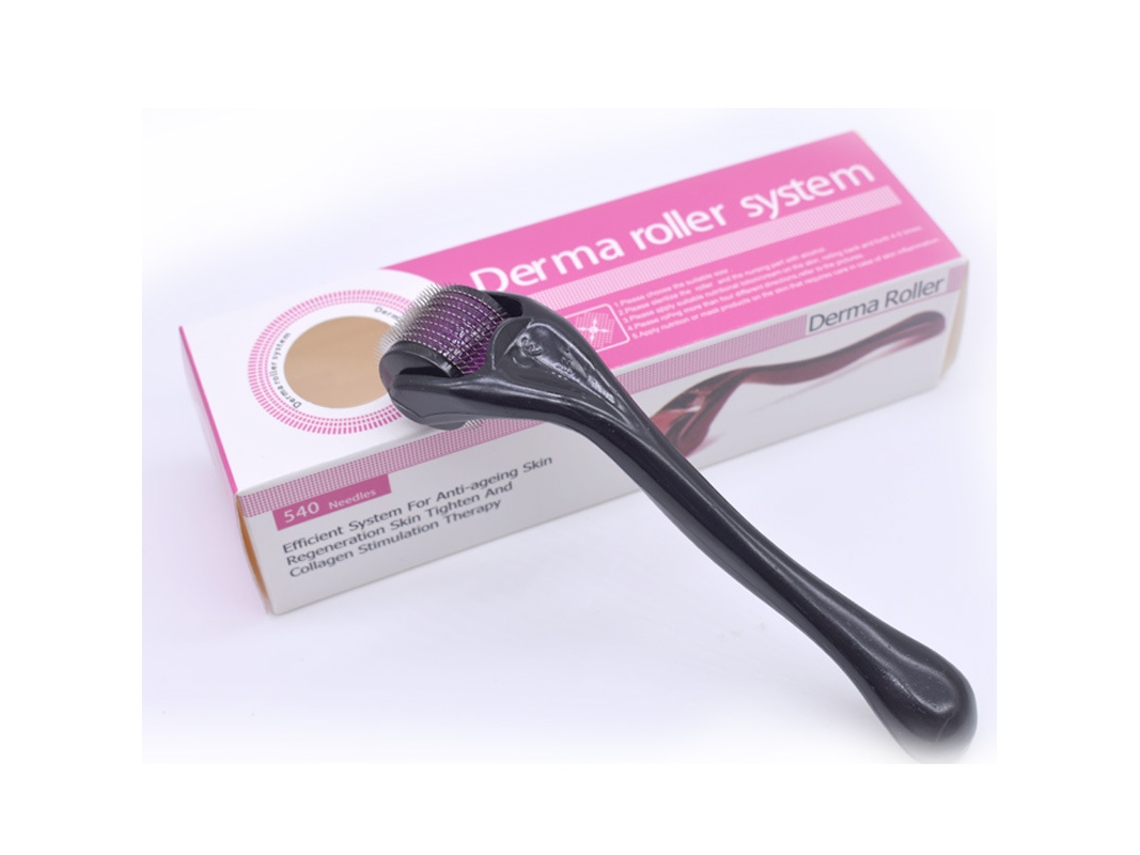 Rodillo De Microagujas 0,75 Mm Para Masaje Facial Y Del Cuero Cabelludo (mango Negro, Morado) Impermeable Multifunción Hogar Viajes