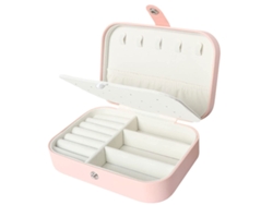 Caja de Organización Joyas Viaje Pendientes Anillos Piel Sintética Rosa (18x13x7cm) Kofihety