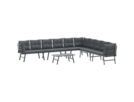 Conjunto 5 Bancos de jardín cojines VIDAXL acero recubrimiento polvo negro