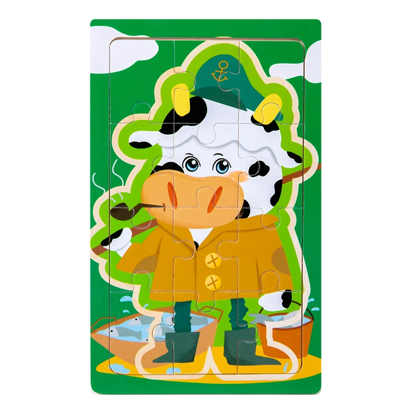 Rompecabezas Montessori 3d De Madera, Tablero De Rompecabezas Con Patrones De Dibujos Animados, Juguete Educativo Para Niños.