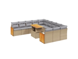 Maison Exclusive - Set De Sofás De Jardín 11pzas Con Cojines Ratán Sintético Beige