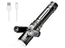 Linterna táctica de 1000 lúmenes, 3 lámparas, 300 grados, 4 modos, IPX8, para camping y exteriores, color negro, Yizhood