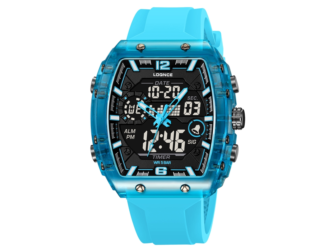 (azul Lago) Elegante Reloj De Pulsera Electrónico Digital Luminoso E Impermeable Para Hombre.