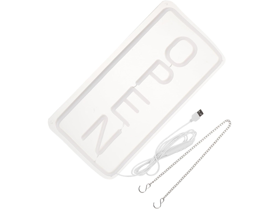Letrero de neón LED USB vertical abierto, acrílico transparente, iluminación suave para tiendas y restaurantes.
