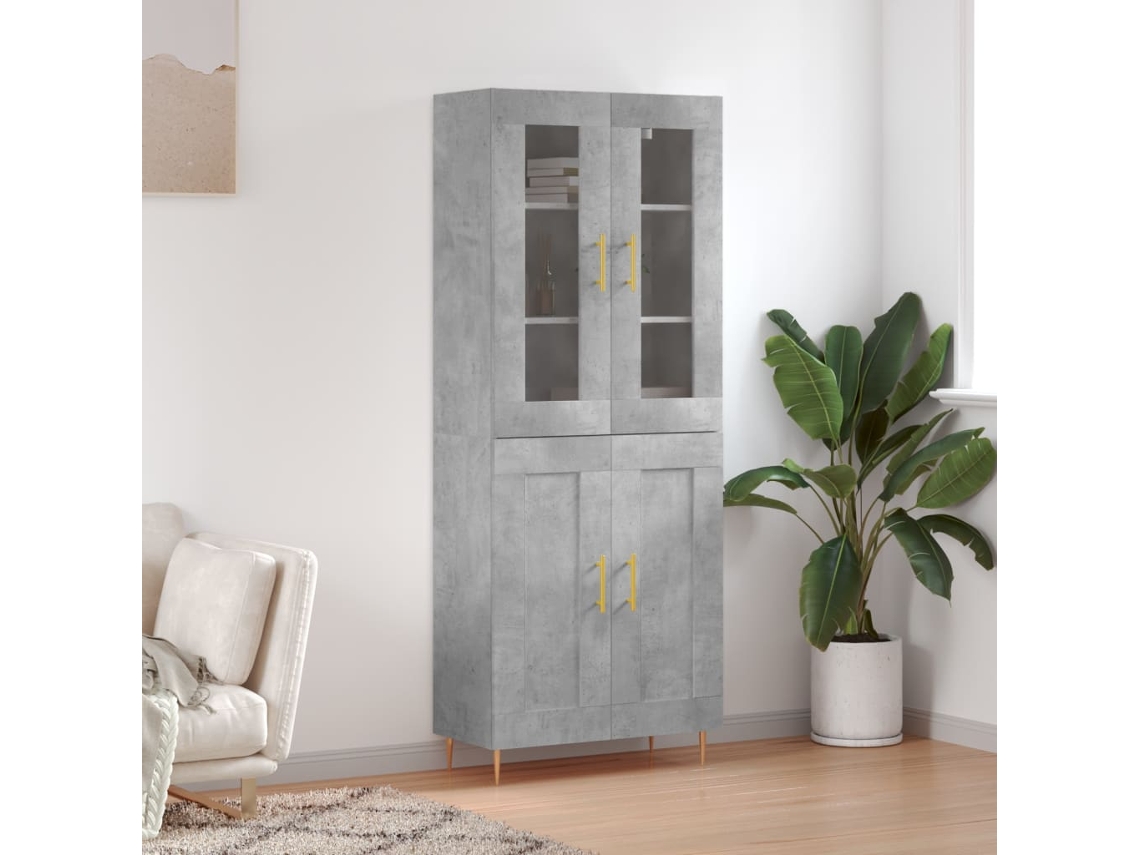 Aparador Alto Madera Contrachapada Gris Hormigón 69,5x34x180 Cm
