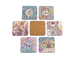 Pack de 6 Bases para Vasos JAVIER (10 x 10 cm - Madera y Corcho)