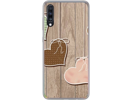 Carcasa Samsung Galaxy A70 TUMUNDOSMARTPHONE Corazones Madera Multicolor