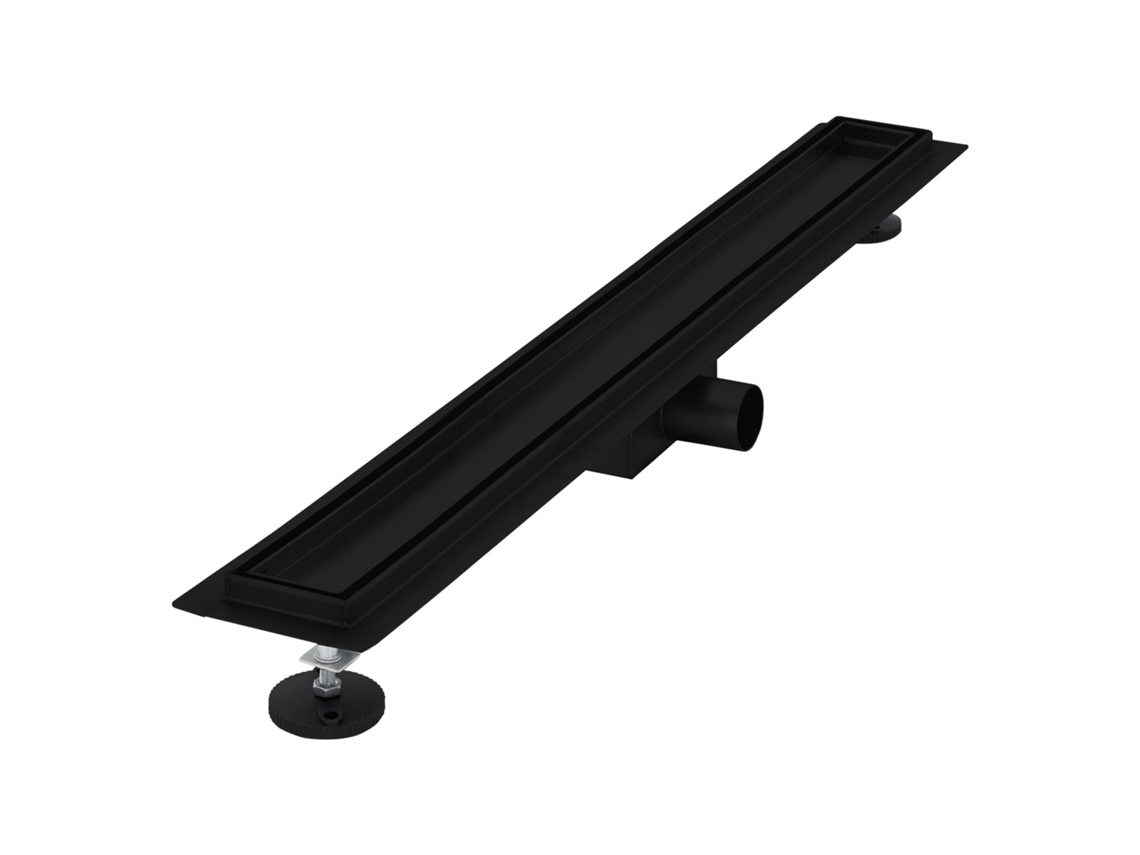 Canal de Ducha de Acero Inoxidable Alicatable 80 cm y Sifón Juego Completo Negro Plano LUXEBATH