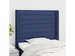 Cabecero Con Orejas De Tela Azul 93x16x118/128 Cm