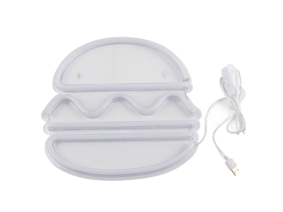 Letrero Led De Neón Usb Con Forma Hamburguesa Para Iluminación Del Hogar, Dormitorio, Bar, Pub O Tie