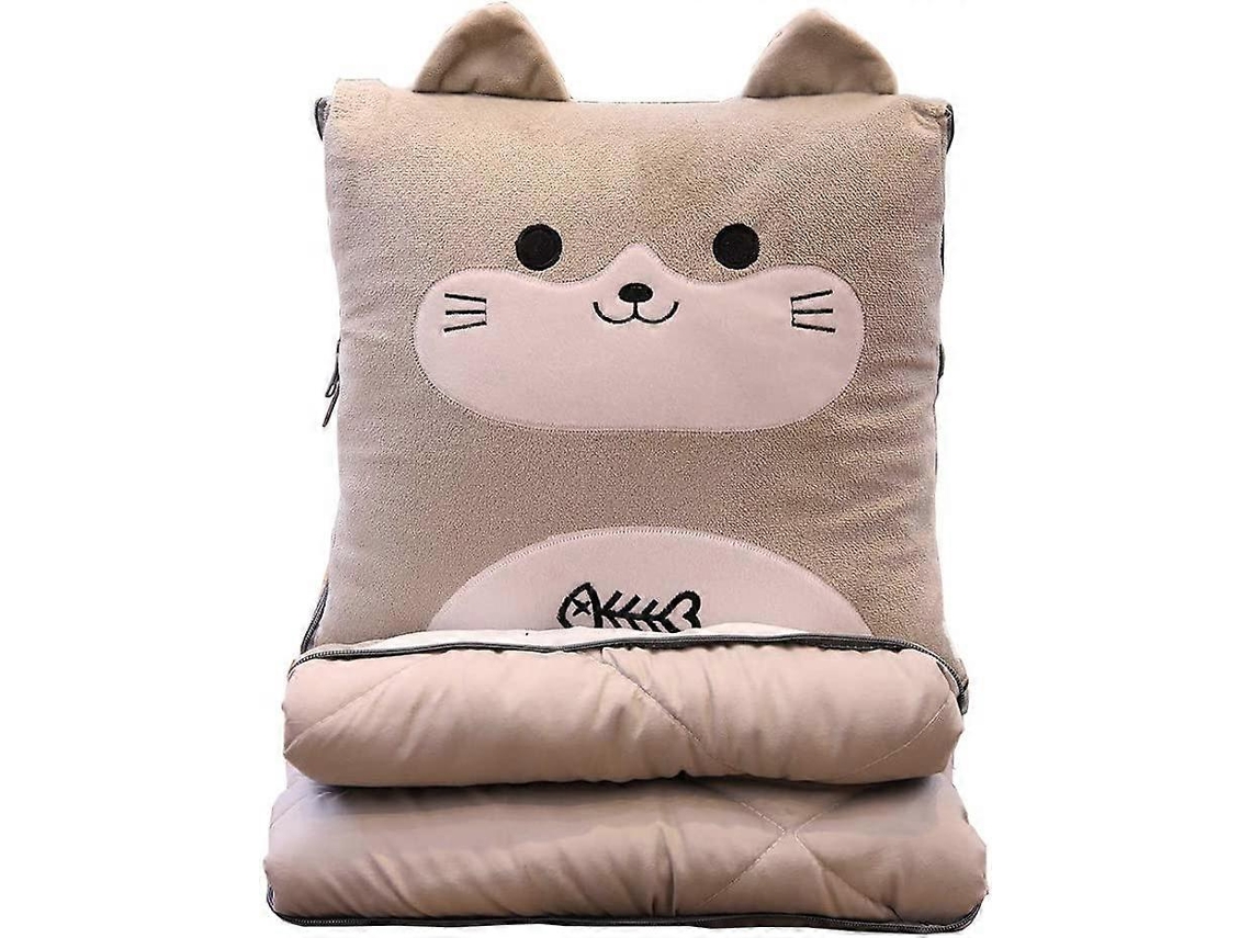 Rebe-manta Y Cojín 2 En 1 Lavable, Plaid Con Forro Acolchado, Suave Y Ligero Para Sofá, Escritorio, Silla Y Gato