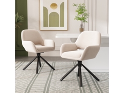 Silla de comedor giratoria de 2 piezas con brazos, diseño moderno y sencillo, estilo beige