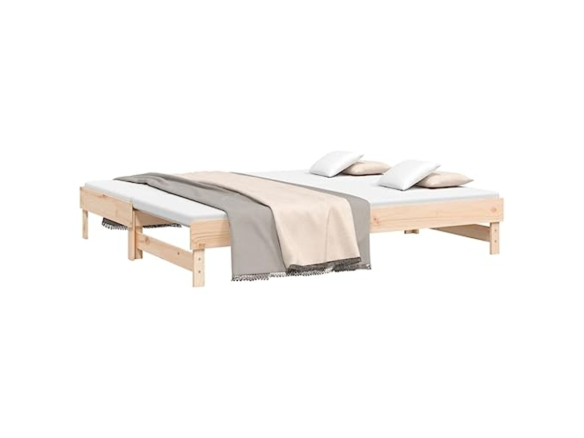 Sofá Cama Extraíble VIDAXL (Marrón - Madera - 202.5 x 180 x 33.5 cm)