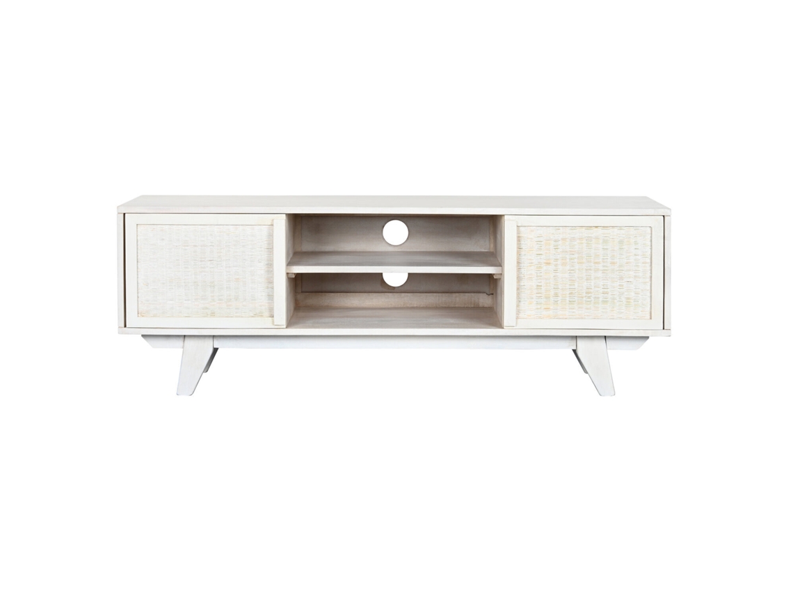 Mueble Tv Mango Ratán Blanco Roto 128x40x45cm