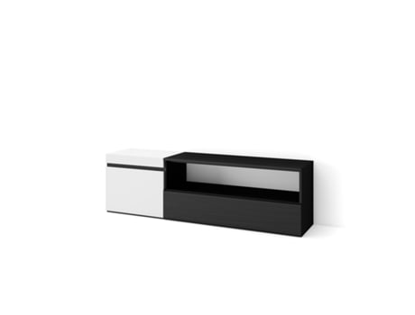 Mueble TV Televisión 150x45x35cm Para TV hasta 65 Con almacenamiento Blanco y negro