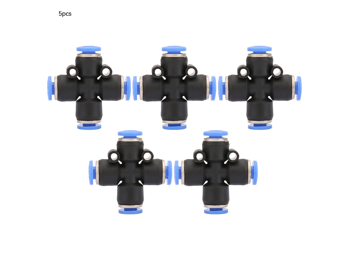 5 Conectores Rápidos Neumáticos De Plástico De 4 Vías Para Tubo De Aire Comprimido (pza-10mm)