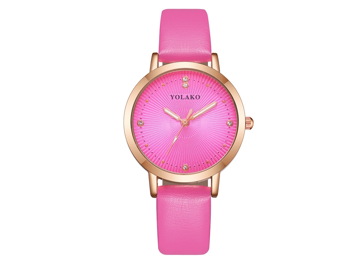 Reloj De Pulsera Elegante, Moderno Y Casual Para Mujer Con Correa De Pu, Cuarzo, Rosa Intenso.