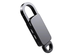 Grabadora de llavero con activación por voz, grabadora digital con carcasa metálica y llavero de 4 GB Yizhood (negra)