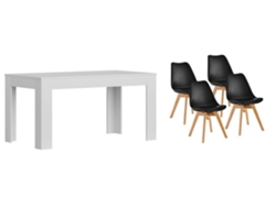 Pack Mesa Extensible de Comedor o Cocina Blanco 4 Sillas Nordic Negro SALDOSYSTOCKS