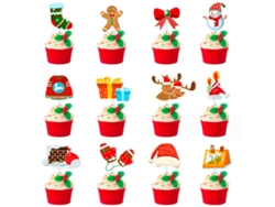 12 adornos navideños para cupcakes, decoraciones para fiestas navideñas RNEMITERY