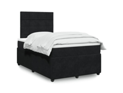 Cama Box Spring Con Colchón Terciopelo Negro 120x200 Cm